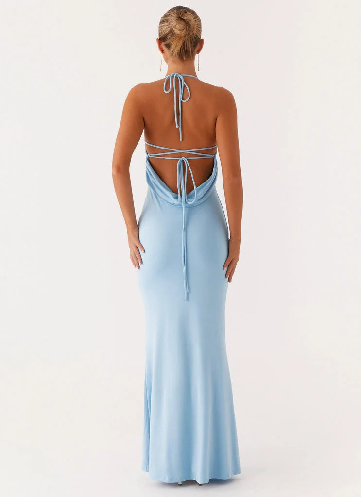 OKBBN's charming low V-neck backless elastic mesh fabric conforms to the curve Prom Dresses