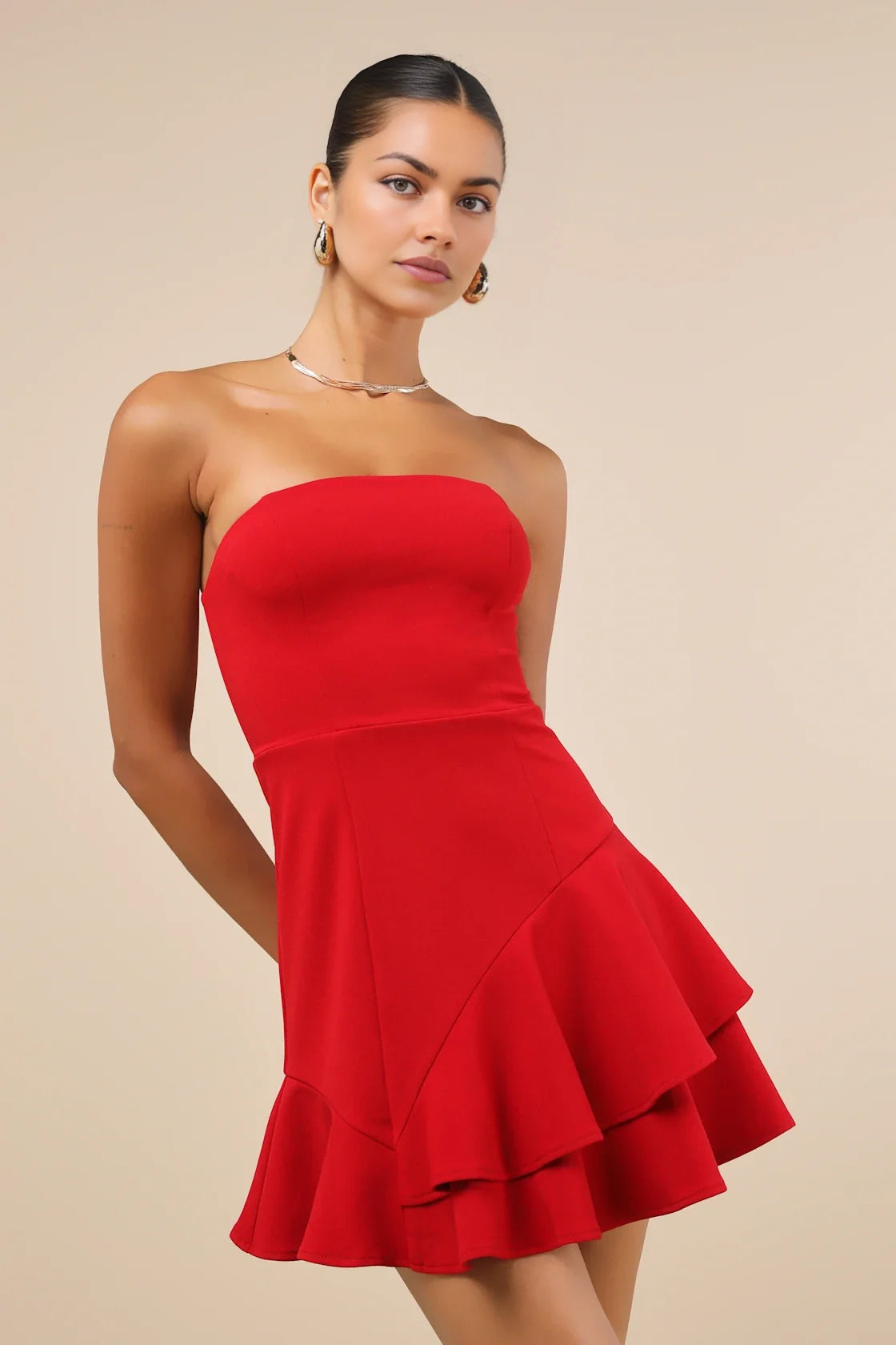 OKBBN's charming off shoulder ruffled mini Homecoming Dresses
