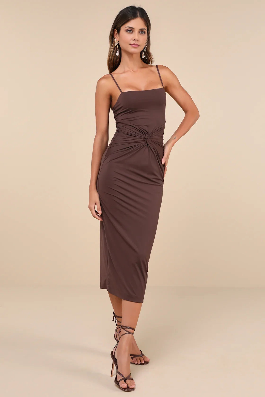 OKBBN's charming short slim fit twisted pattern front mid length Homecoming Dresses