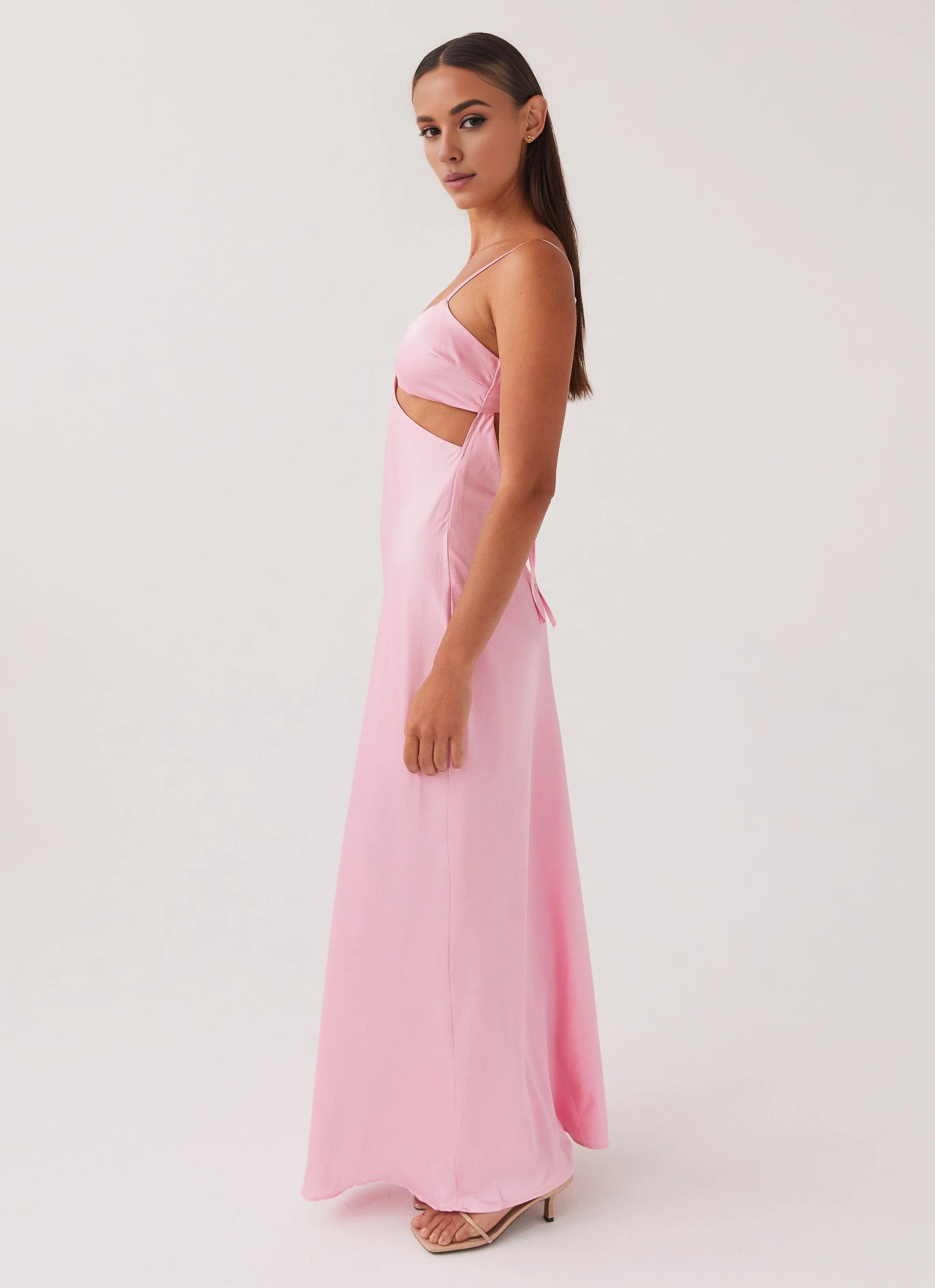OKBBN's charming thin shoulder strap satin backless Prom Dresses
