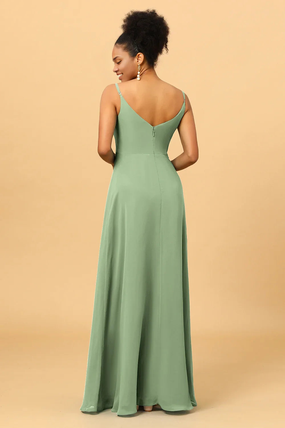OKBBN's elegant A-line thin shoulder straps and ground chiffon Bridesmaid Dresses