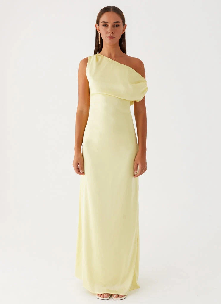 OKBBN's elegant and avant-garde off shoulder slim fit cut with shoulder pleats and a close fitting design Prom Dresses