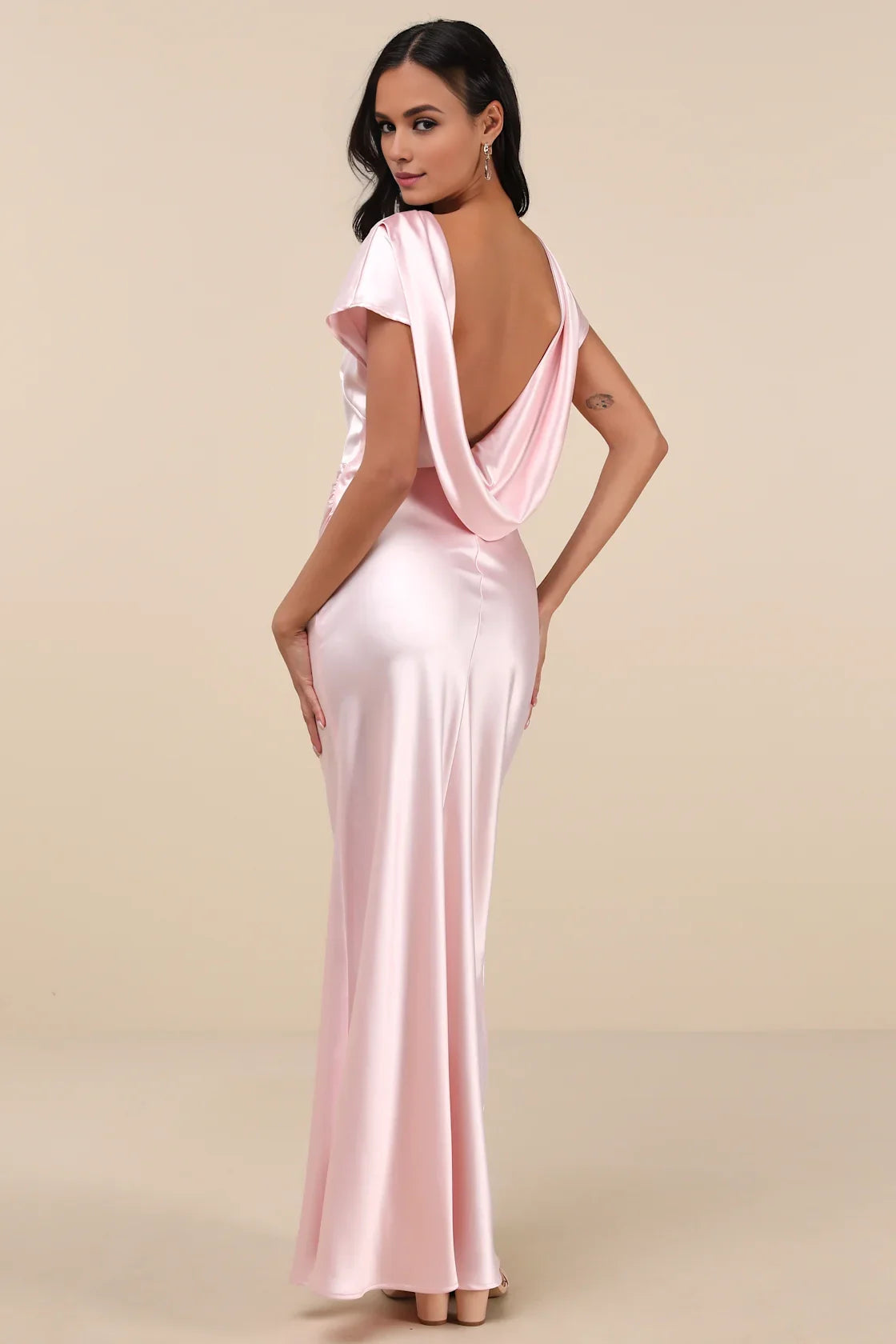 OKBBN's elegant and charming slim fitting satin hanging back Homecoming Dresses