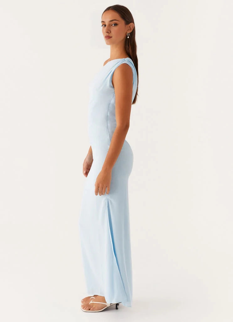 OKBBN's elegant pleated silhouette and charming off shoulder side slit Prom Dresses