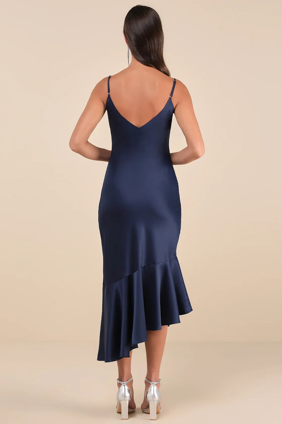 OKBBN's elegant satin asymmetric layered medium length Homecoming Dresses