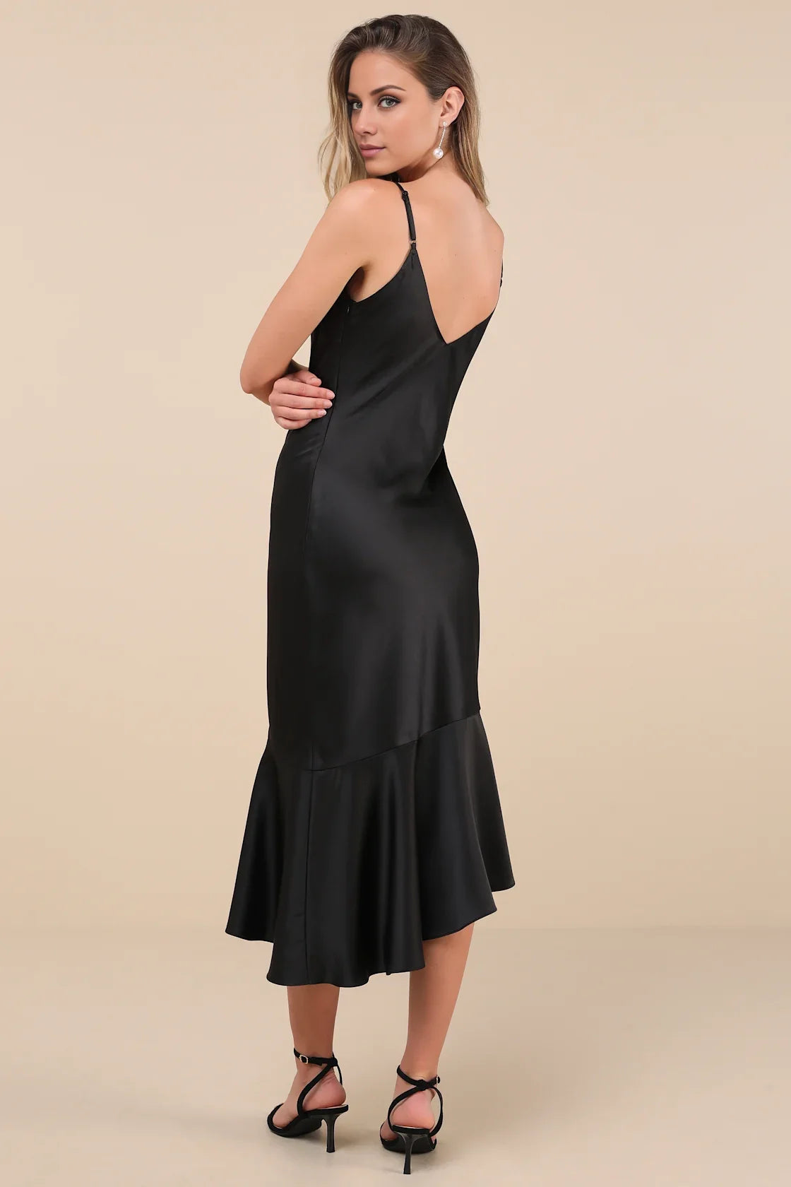 OKBBN's elegant satin asymmetric layered medium length Homecoming Dresses