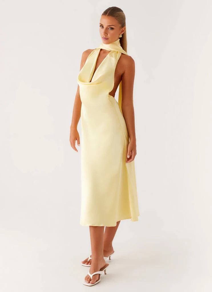 OKBBN's exquisite and bold backless slim fit, mid length, vibrant and eye-catching Prom Dresses