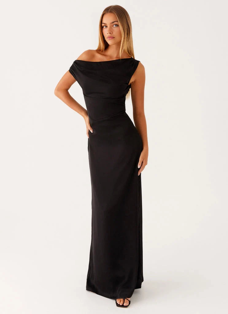 OKBBN's exquisite satin off shoulder fully lined silhouette with excellent drape, Homecoming Dresses