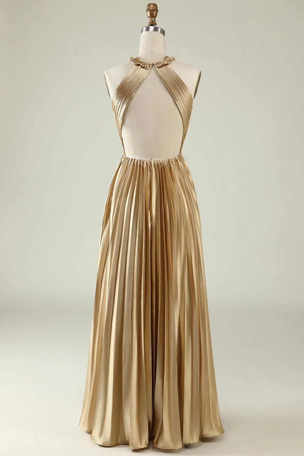 OKBBN's eye-catching A-line backless pleated long Bridesmaid Dresses