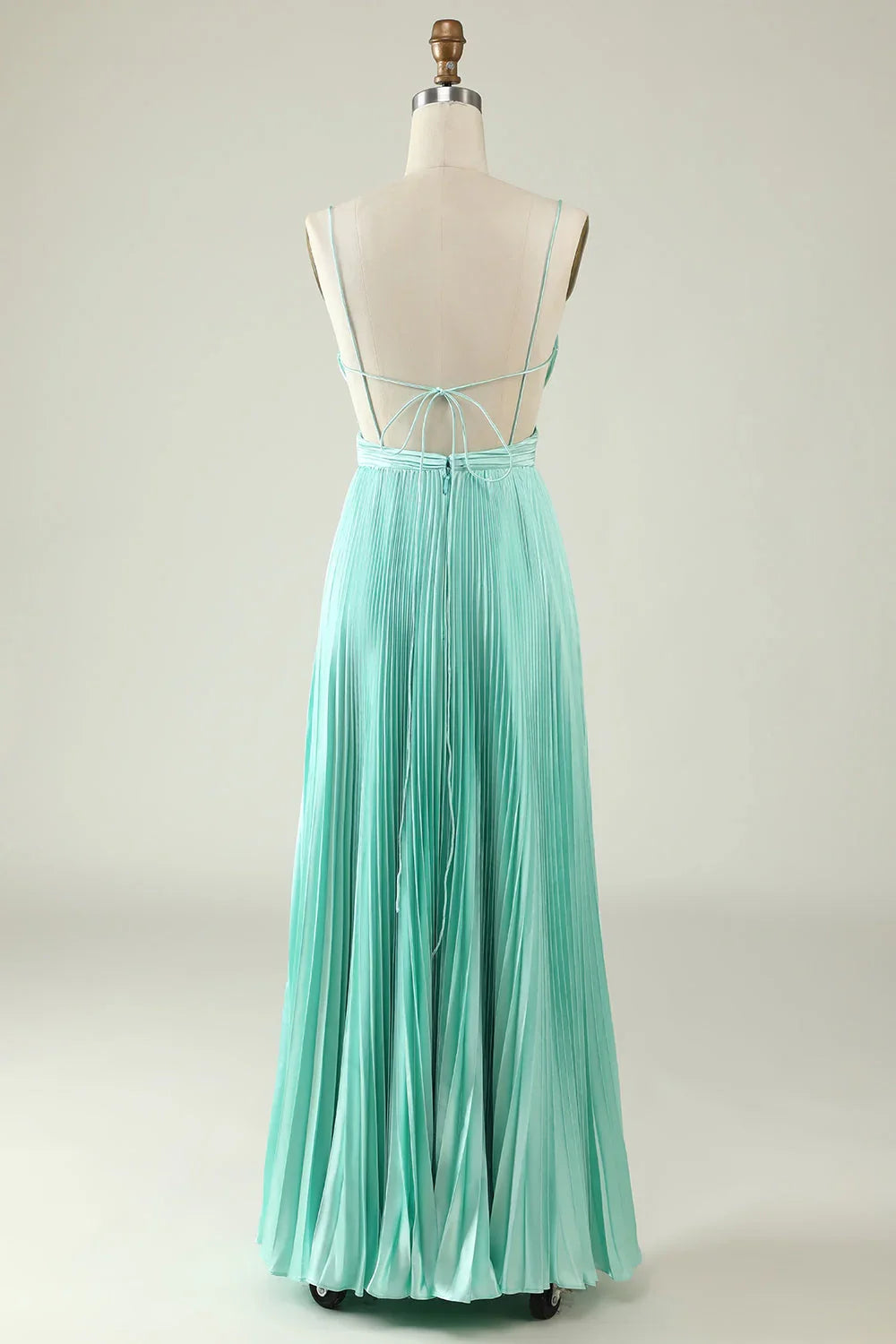 OKBBN's eye-catching A-line thin shoulder strap pleated long Bridesmaid Dresses