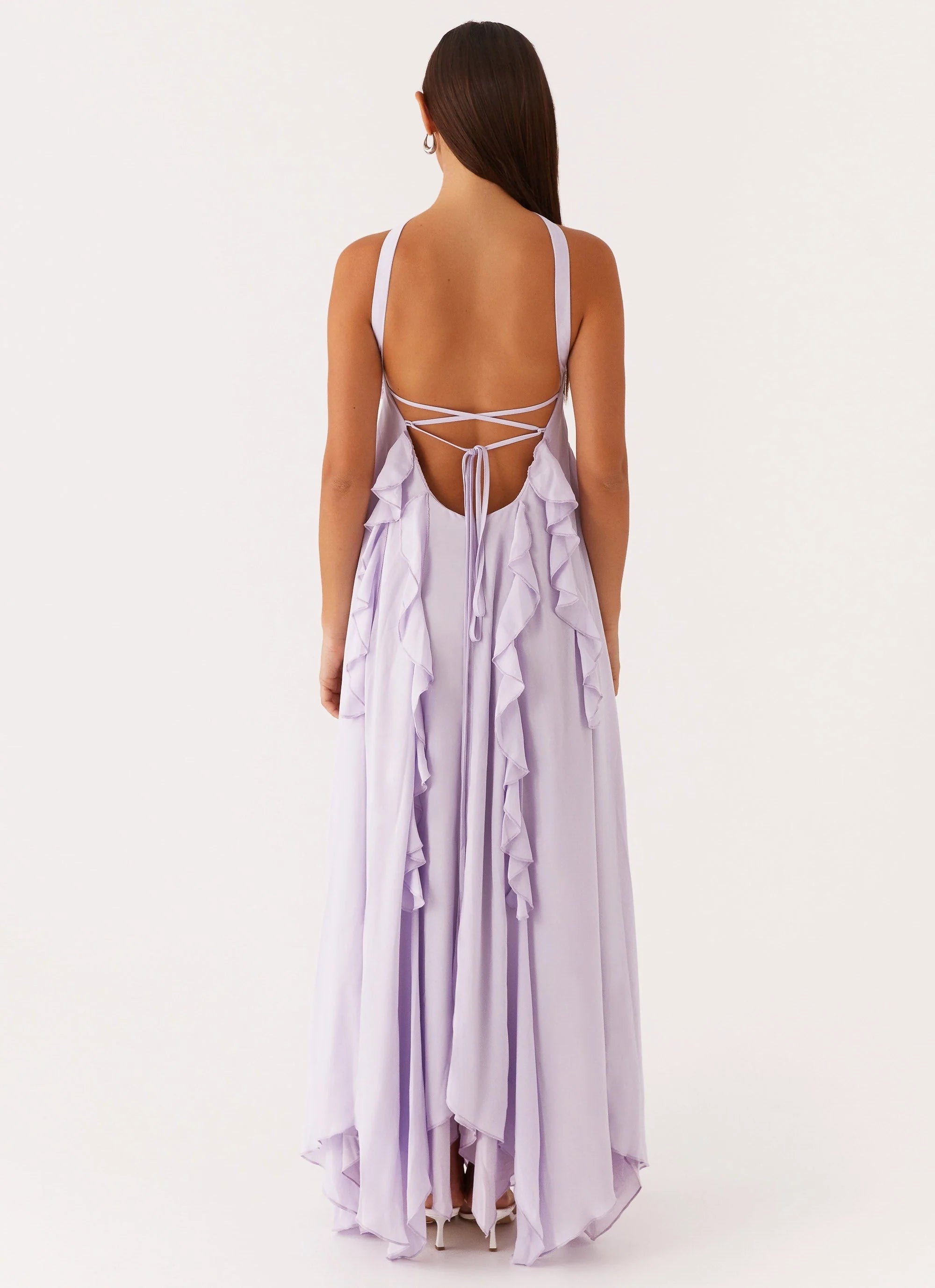 OKBBN's fashionable ruffled edge off shoulder loose cut back strap adjustable Homecoming Dresses