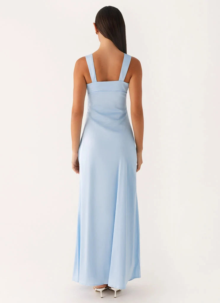 OKBBN's luxurious round neck fully lined elegant and flowing long skirt Prom Dresses