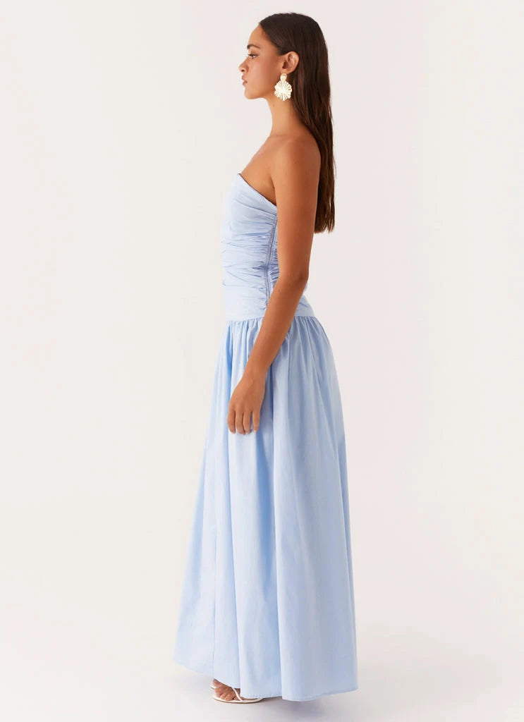 OKBBN's relaxed and elegant pleated side low waist design with a flowing skirt Prom Dresses