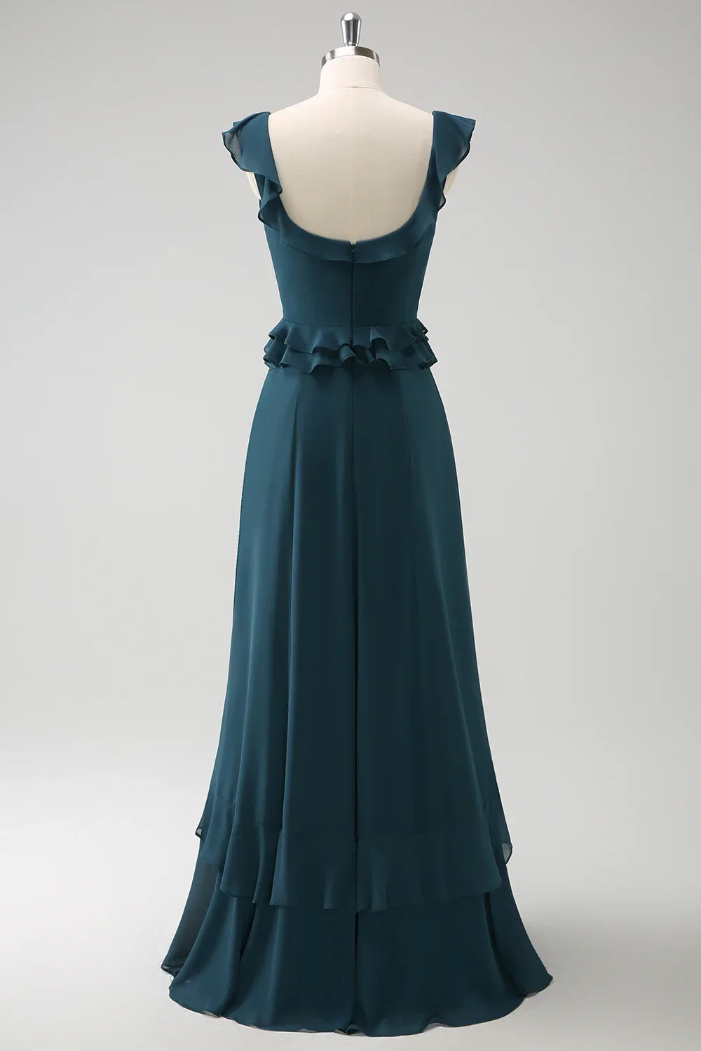 OKBBN's stunning A-line square neck chiffon long pleated Bridesmaid Dresses