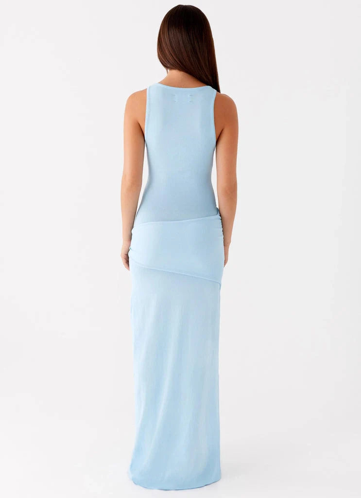 OKBBN's stylish long fitting knit fabric with a high round neck and smooth silhouette Prom Dresses