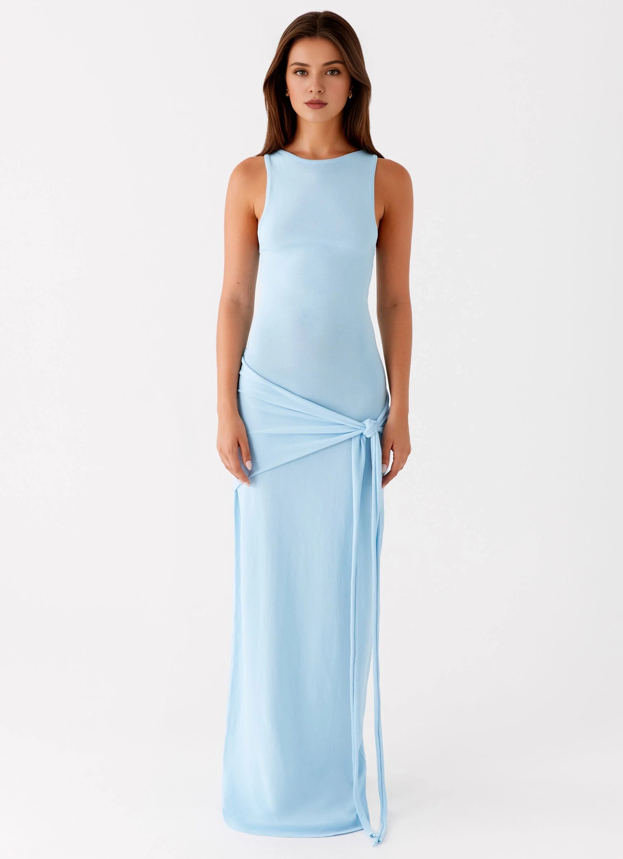 OKBBN's stylish long knit fabric with a high round neck and smooth silhouette Prom Dresses