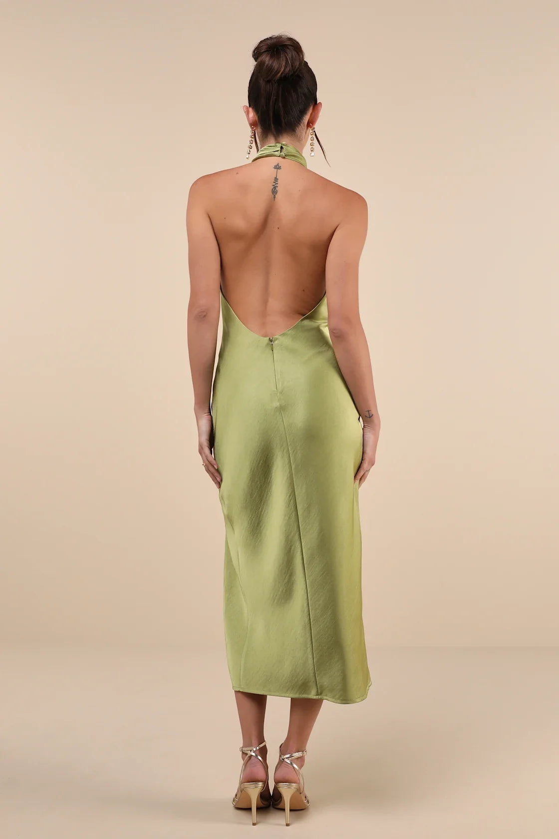 OKBBN's unique satin hanging neck mid length cross tight corset Homecoming Dresses