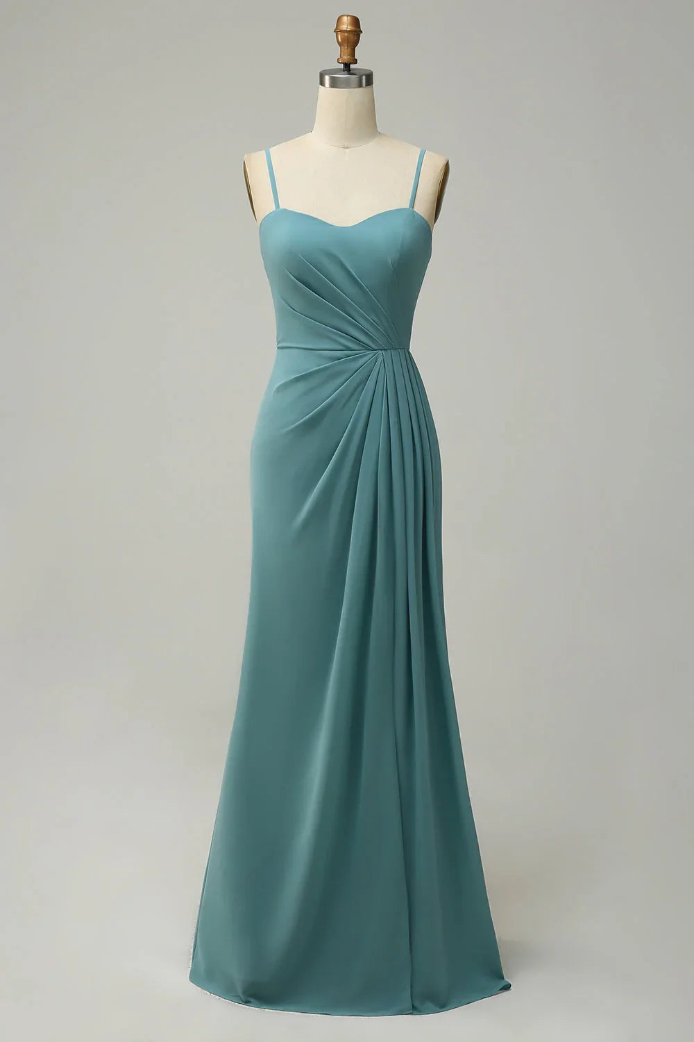 OKBBN charming A-line thin shoulder strap slit long chiffon Bridesmaid Dresses