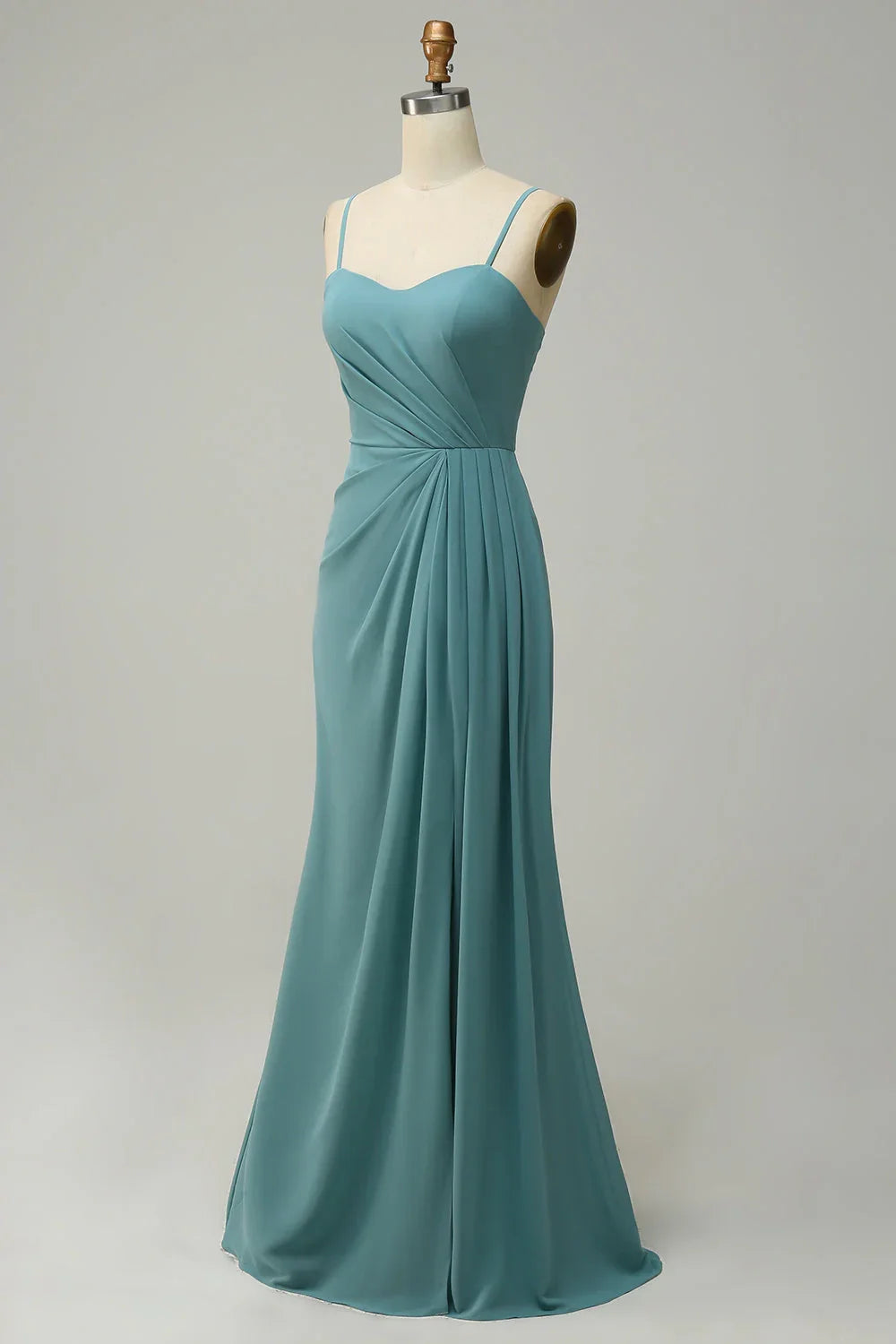 OKBBN charming A-line thin shoulder strap slit long chiffon Bridesmaid Dresses