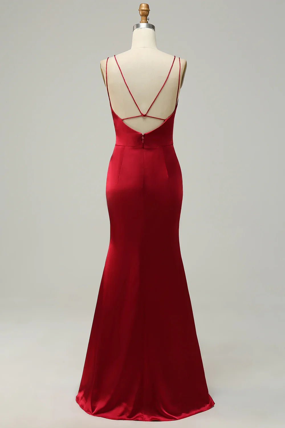 OKBBN charming backless slim shoulder strap mermaid satin Bridesmaid Dresses