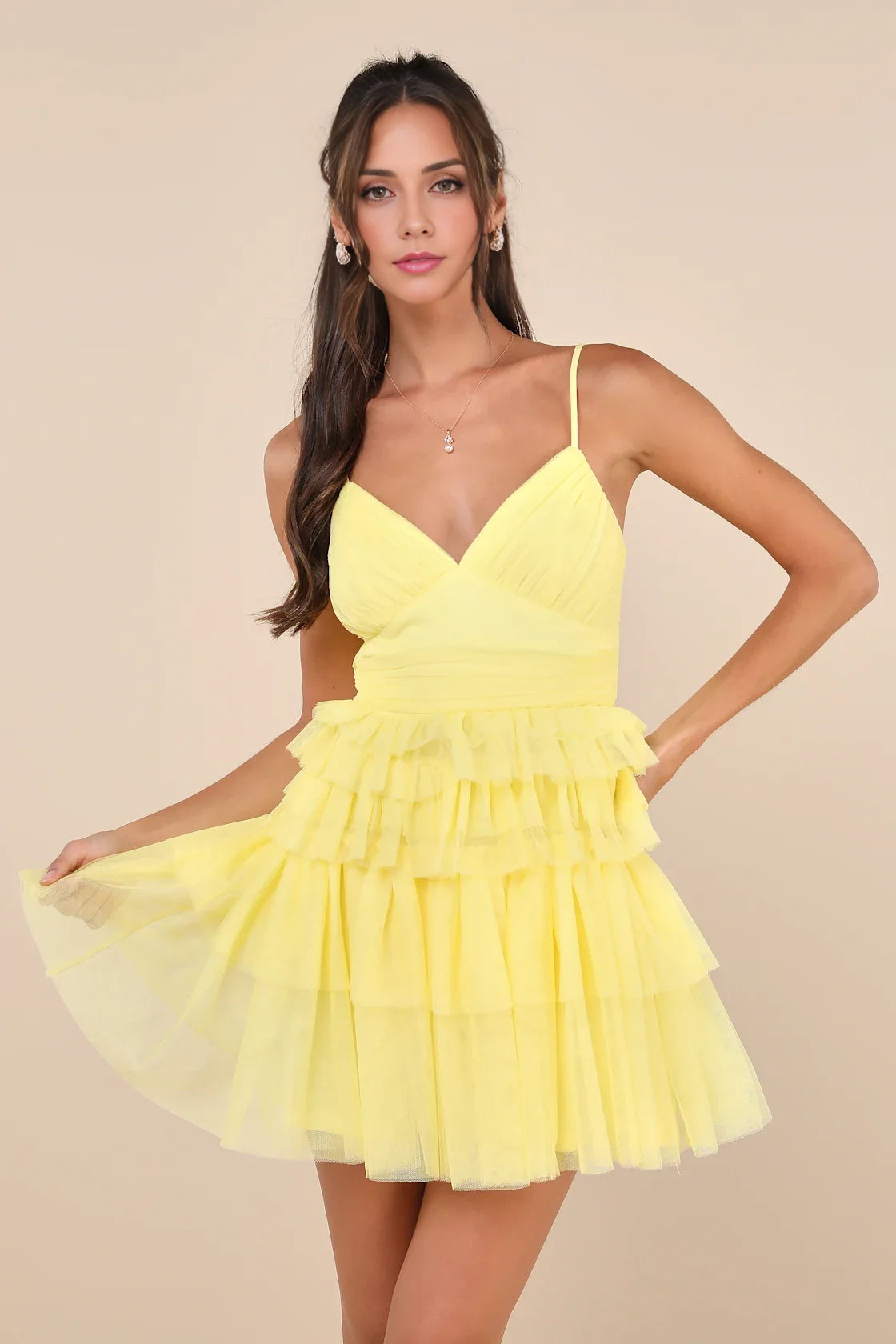 OKBBN charming chiffon pleated sleeveless layered mini Homecoming Dresses
