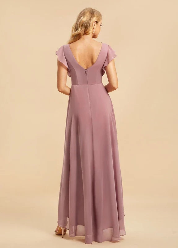 OKBBN charming flowing long bubble sleeves backless Prom Dresses
