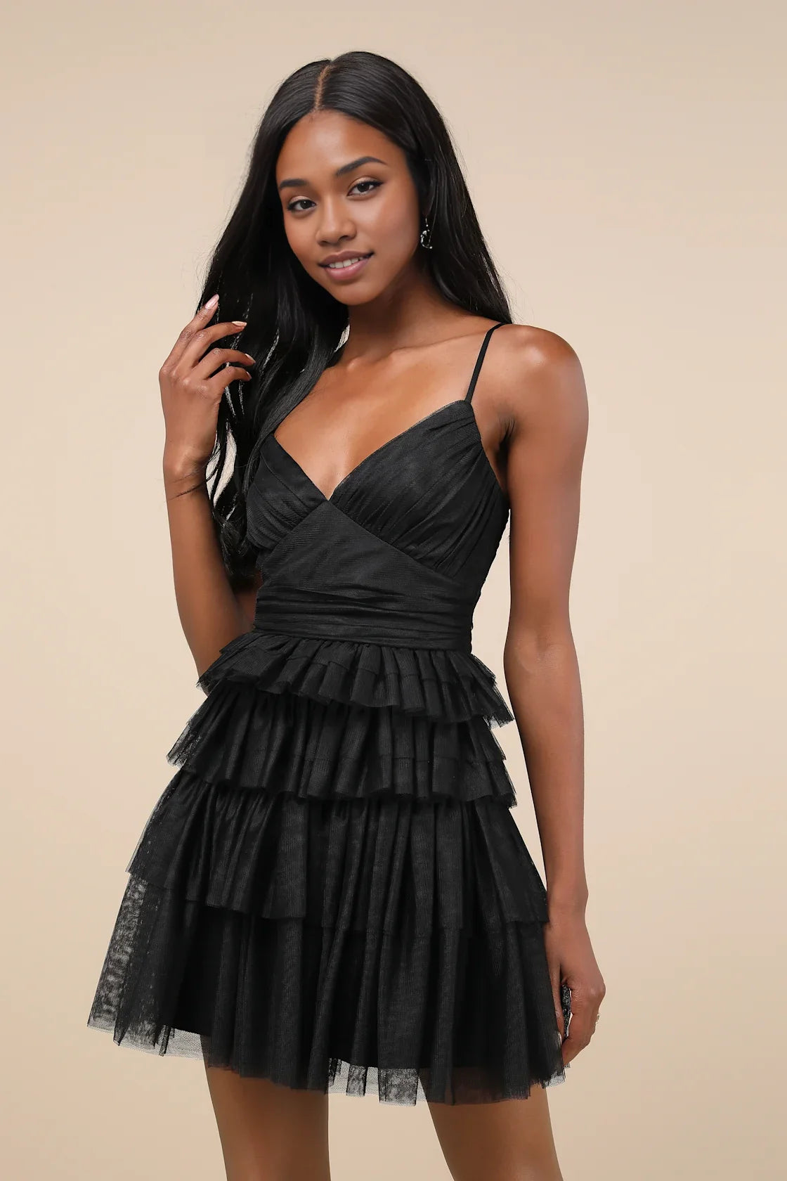 OKBBN chiffon pleated sleeveless layered mini Homecoming Dresses