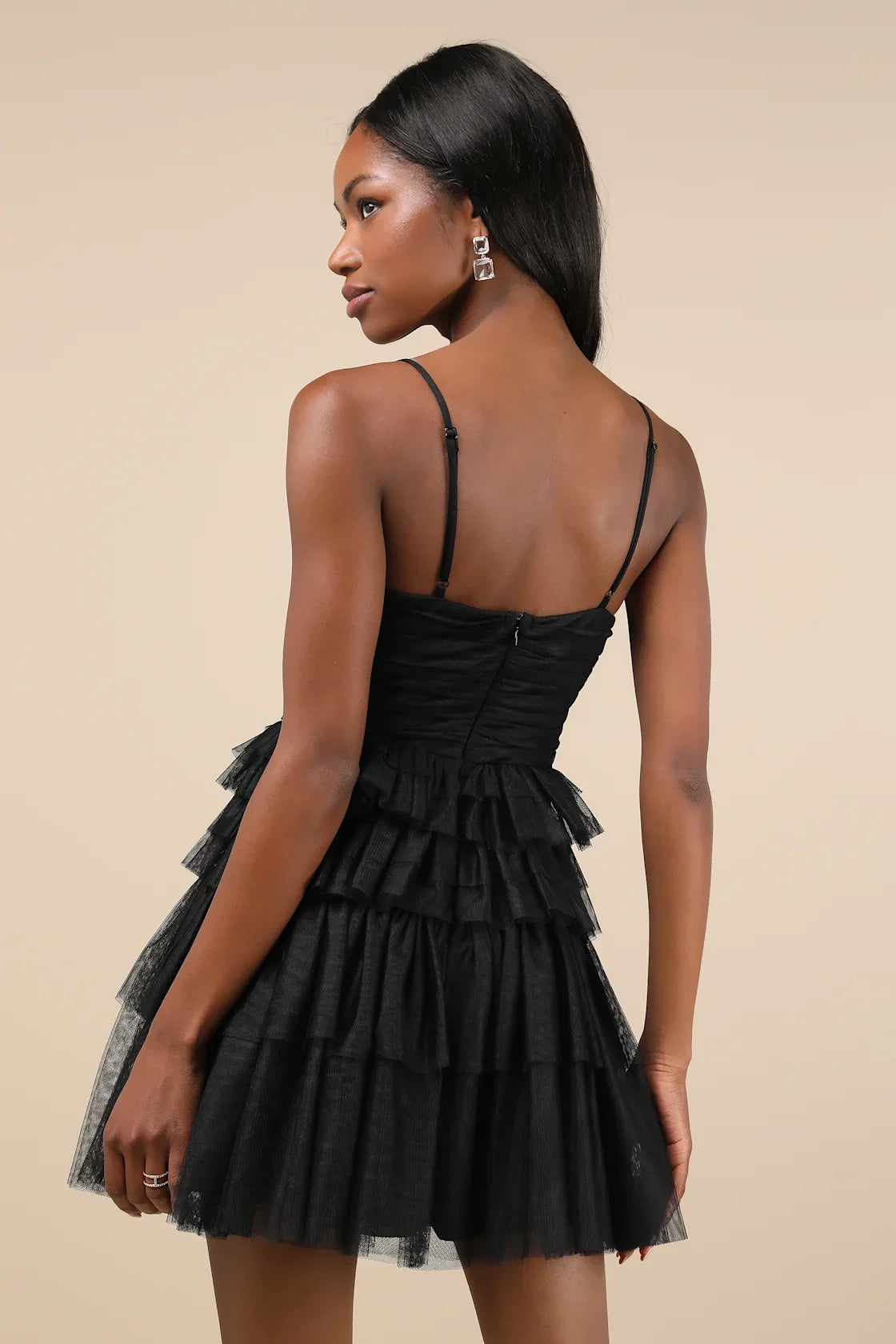 OKBBN chiffon pleated sleeveless layered mini Homecoming Dresses