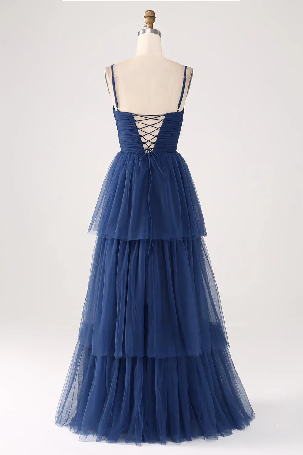 OKBBN elegant A-line thin shoulder straps with sheer folds and floor slits Bridesmaid Dresses