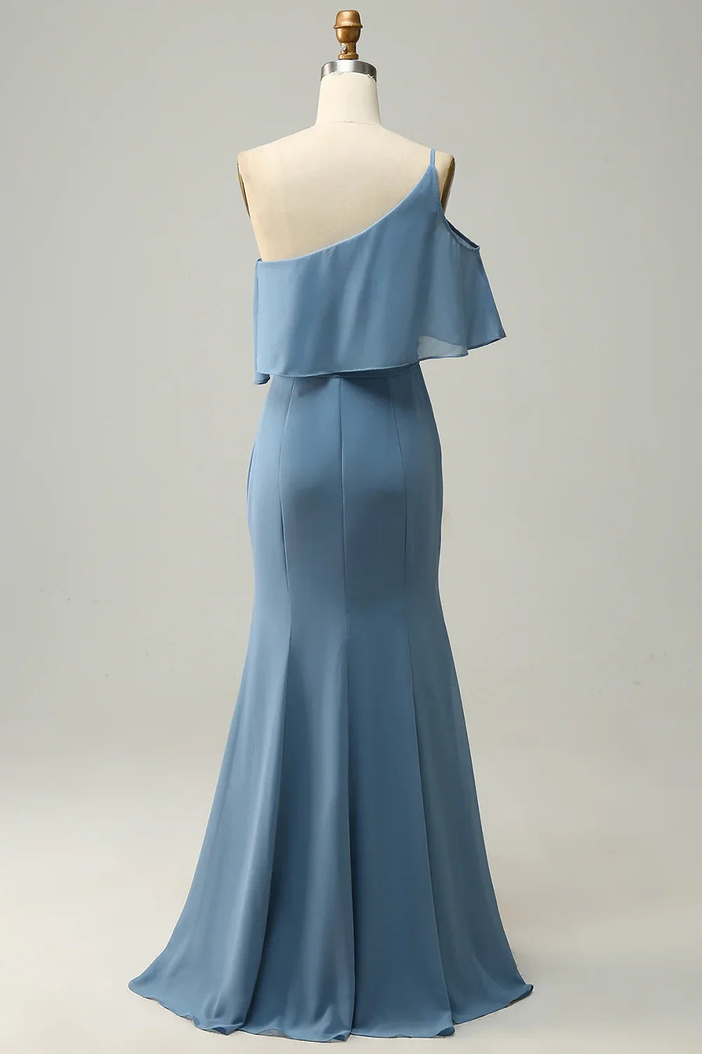 OKBBN elegant and charming flowing mermaid with one shoulder chiffon ruffles Bridesmaid Dresses