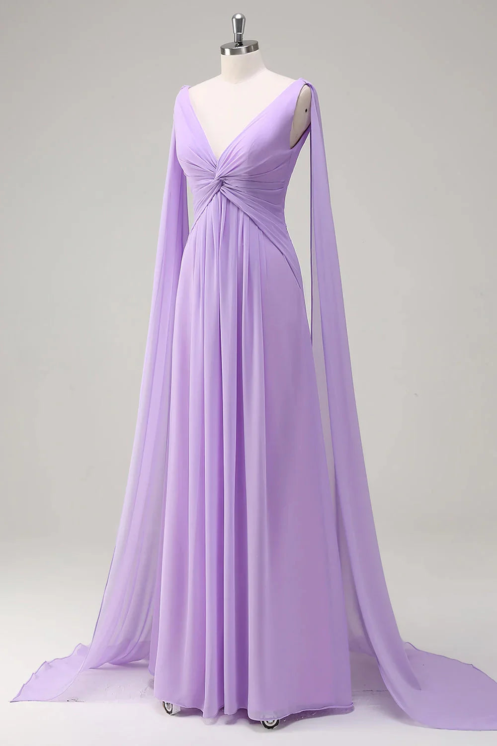 OKBBN elegant and flowing A-line V-neck chiffon long Bridesmaid Dresses