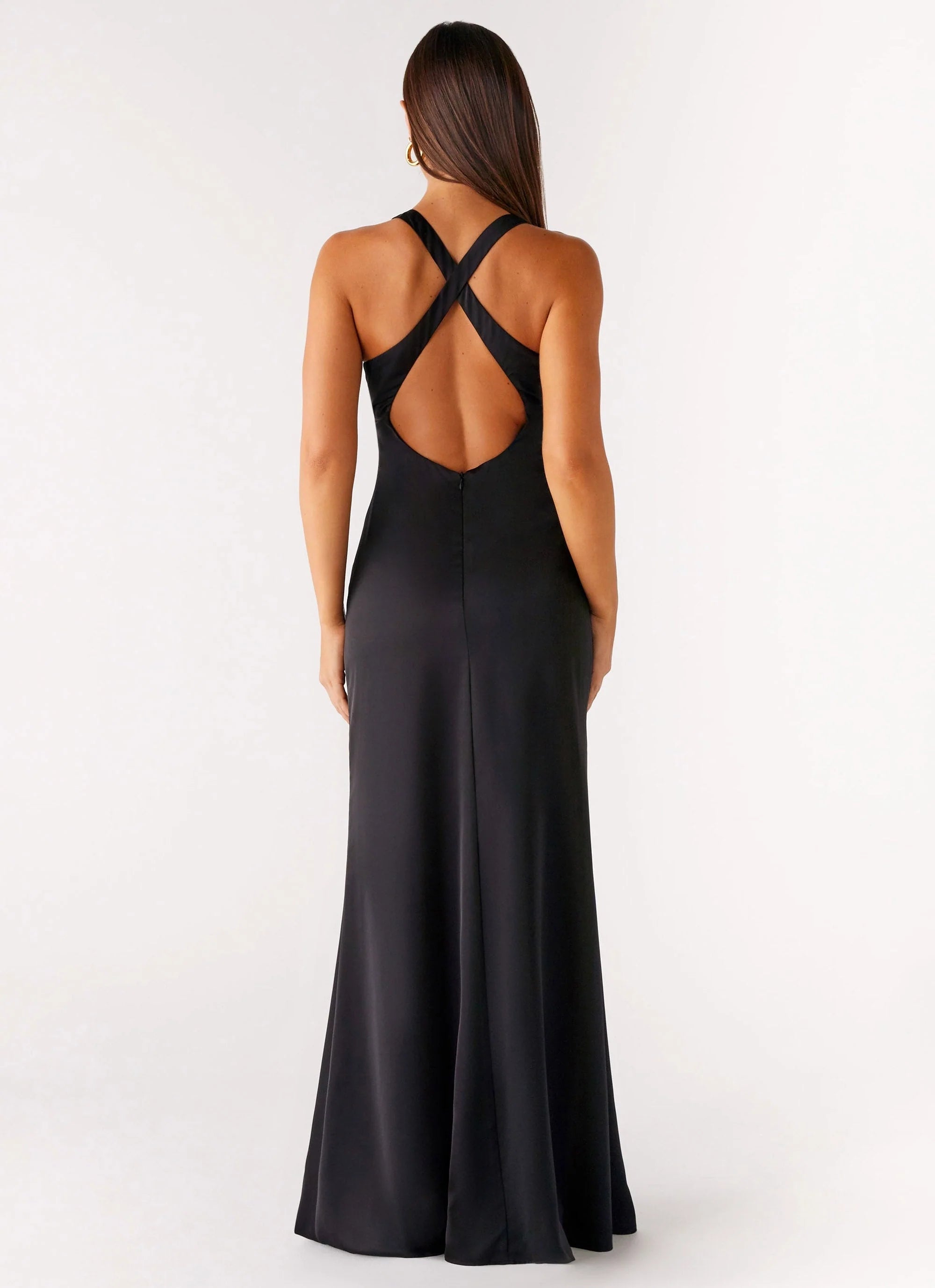 OKBBN elegant and simple low V-neck, pleated lower chest, thick hanging neck shoulder strap, Homecoming Dresses