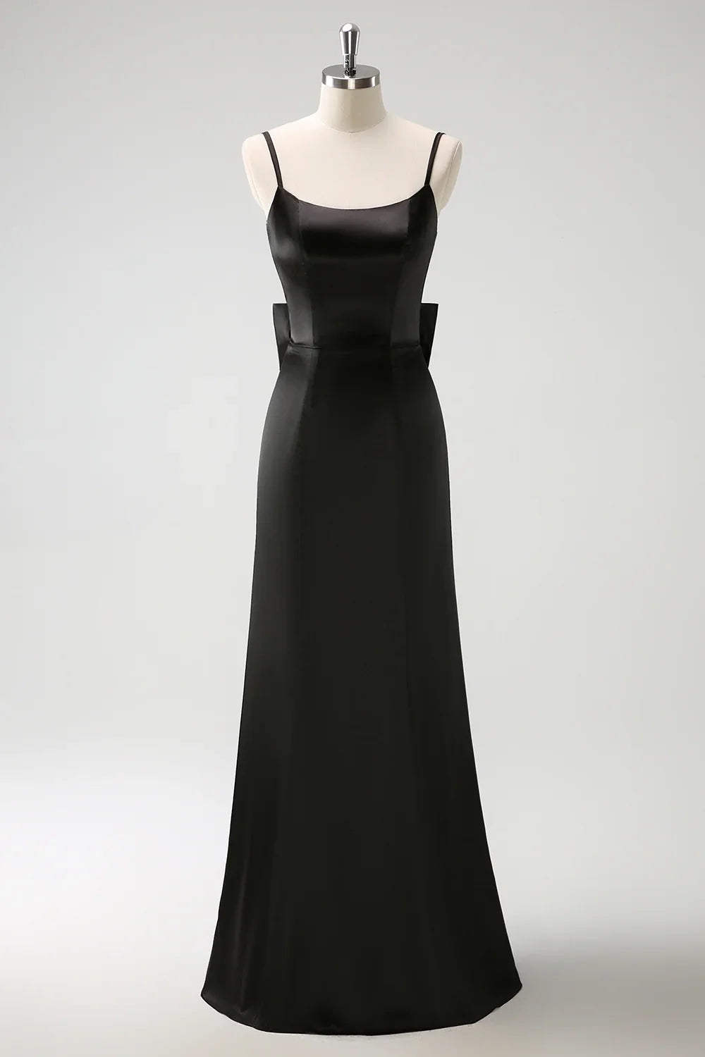 OKBBN elegant mermaid slim shoulder strap long ruffled satin bow Bridesmaid Dresses