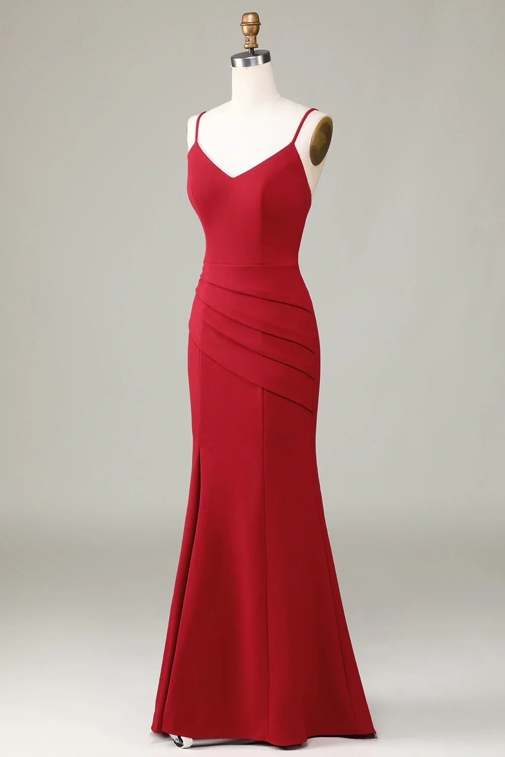 OKBBN elegant mermaid slim shoulder strap sleeveless slit Bridesmaid Dresses