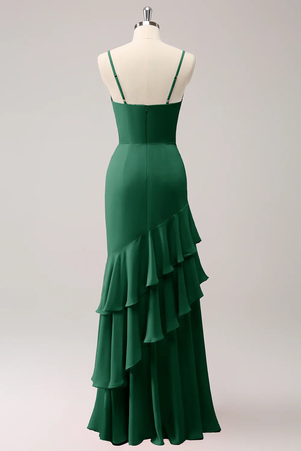 OKBBN elegant pleated mermaid slim shoulder strap long Bridesmaid Dresses