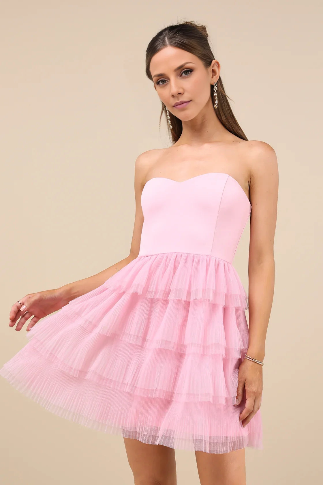 OKBBN elegant sheer off shoulder layered mini Homecoming Dresses