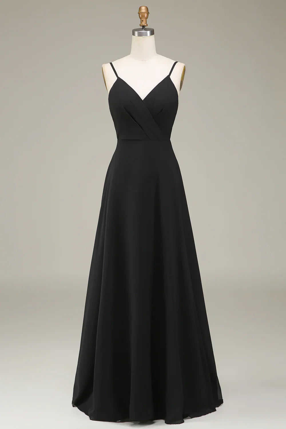 OKBBN elegant sleeveless A-line thin shoulder strap chiffon long Bridesmaid Dresses