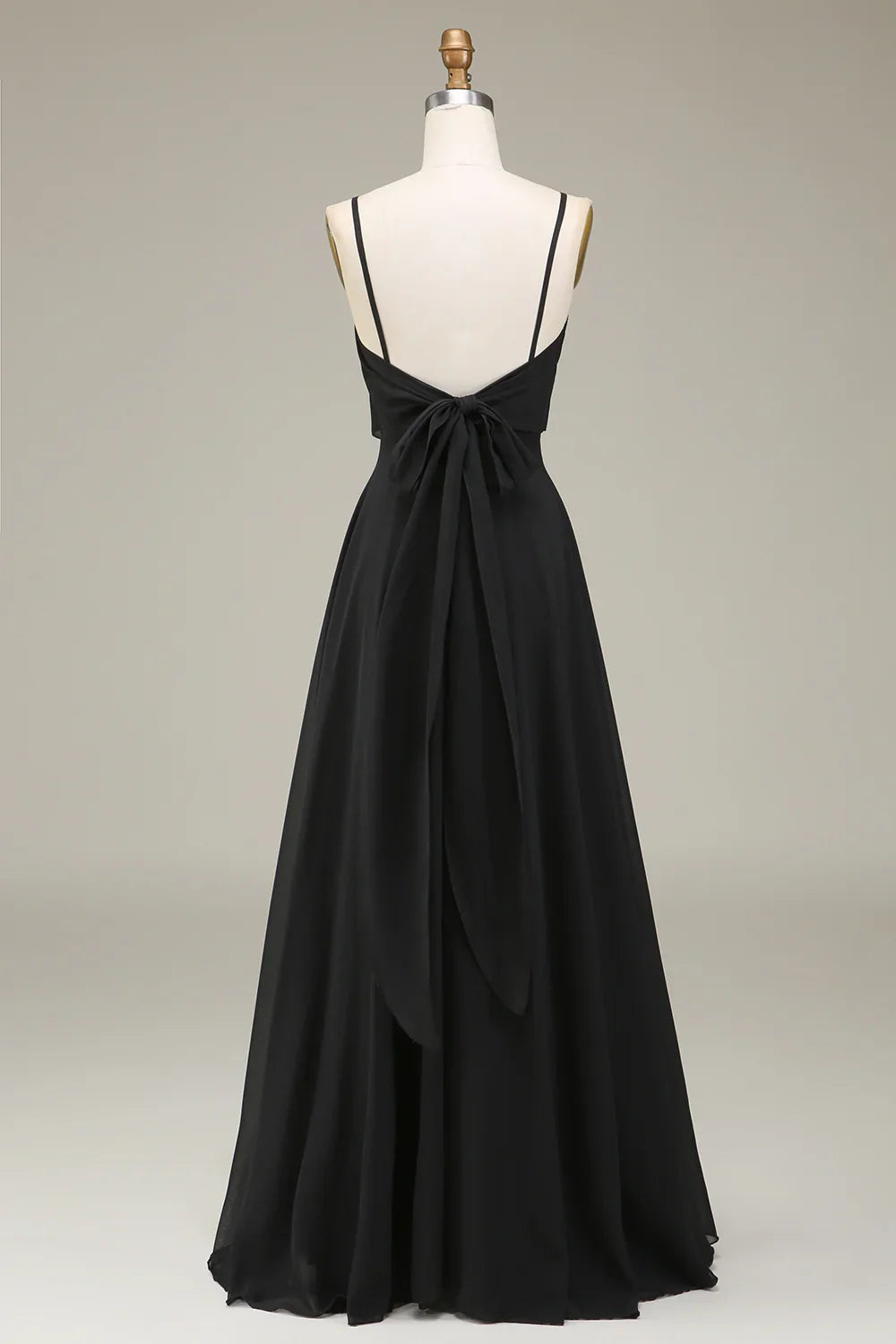 OKBBN elegant sleeveless A-line thin shoulder strap chiffon long Bridesmaid Dresses