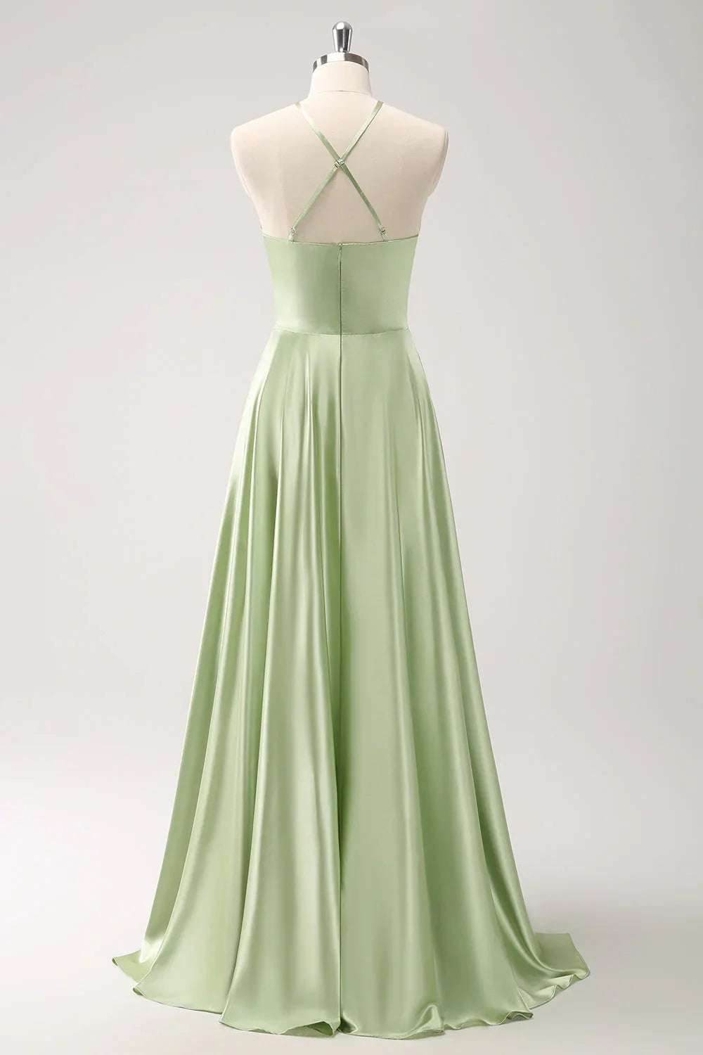 OKBBN elegant slim shoulder strap sleeveless A-line backless hollow satin floral Bridesmaid Dresses