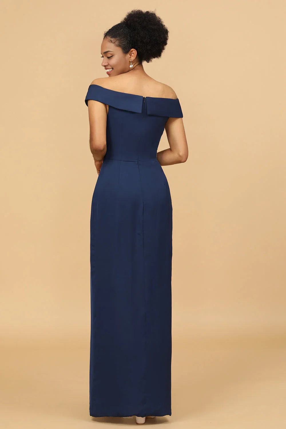 OKBBN elegant slim straight tube shoulder satin Bridesmaid Dresses