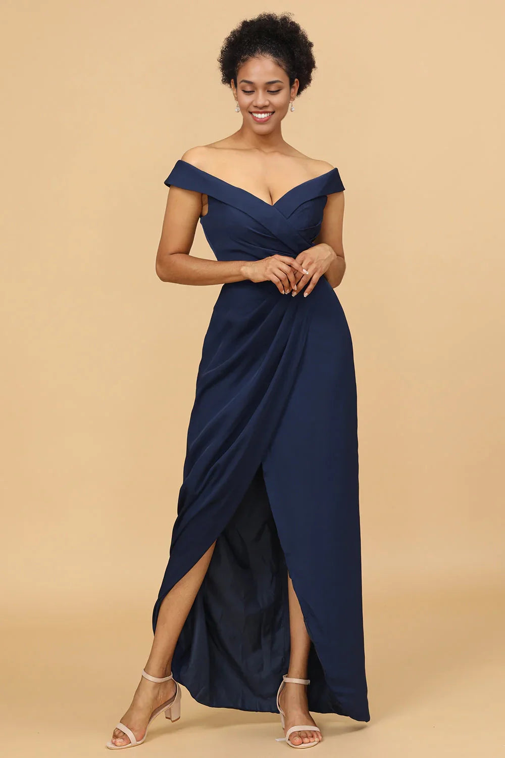 OKBBN elegant slim straight tube shoulder satin Bridesmaid Dresses