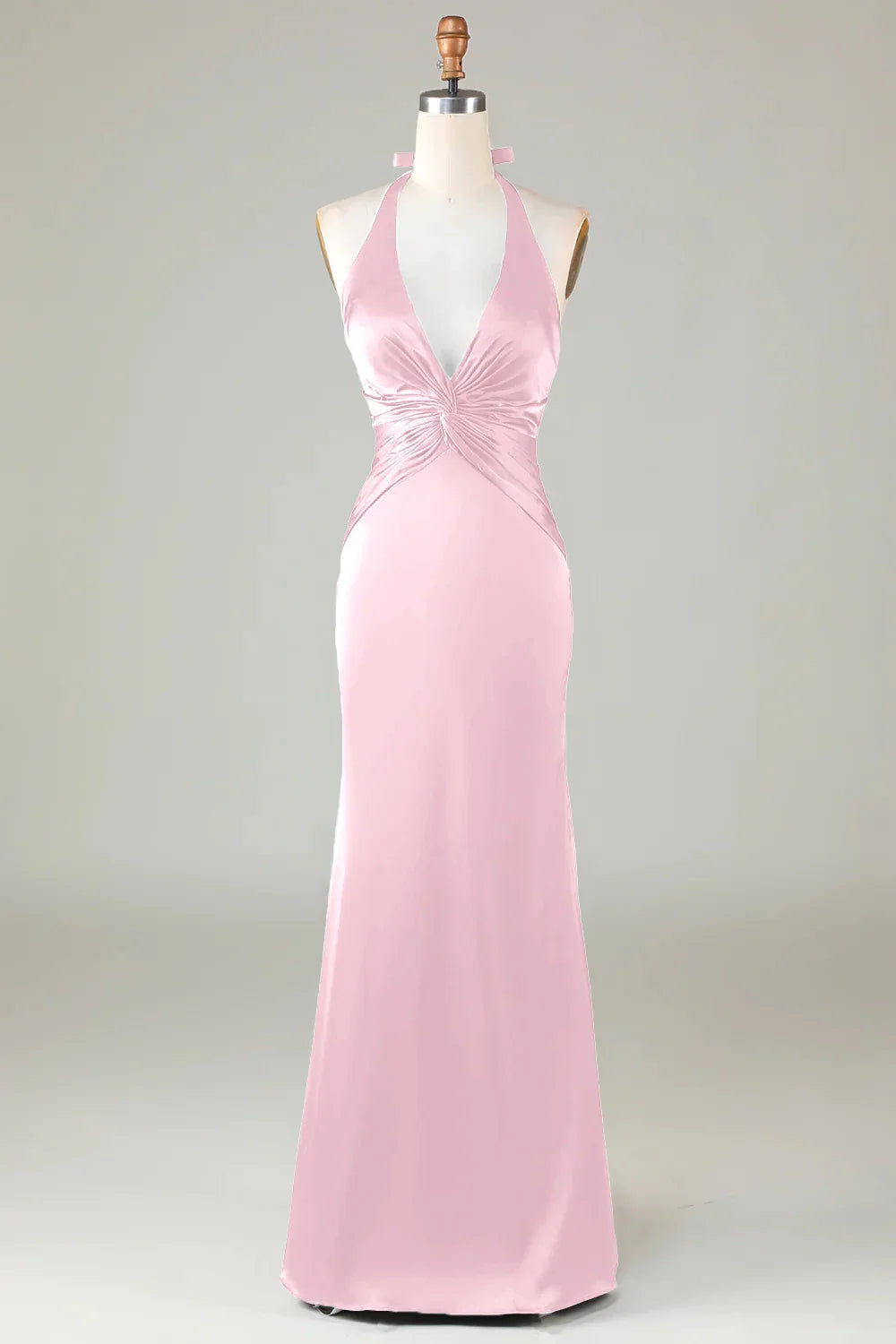 OKBBN enchanting mermaid camisole V-neck backless satin pleated long Bridesmaid Dresses