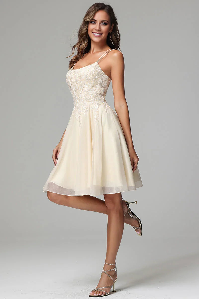 OKBBN exquisite decal A-line thin shoulder strap short style thin shoulder strap A-line silhouette Homecoming Dresses