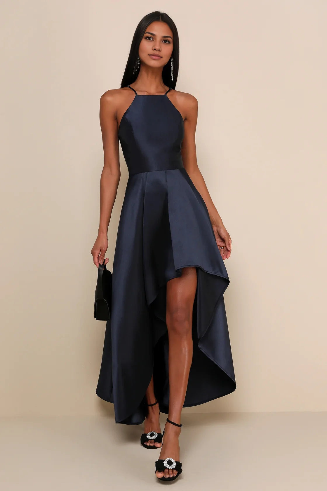 OKBBN exquisite pleated taffeta slim shoulder straps apron collar Homecoming Dresses