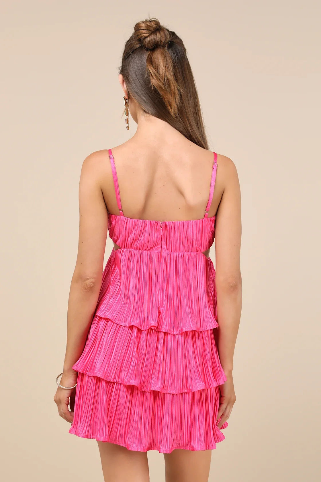 OKBBN exquisite satin pleated hollow layered mini Homecoming Dresses