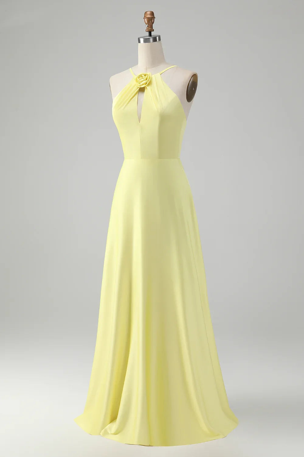 OKBBN fashion A-line backless pleated long floral Bridesmaid Dresses