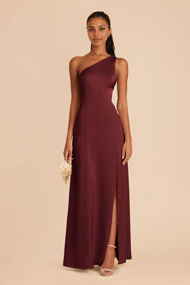 OKBBN fully lined, slit and floor single shoulder collar trumpet shaped fish tail Prom Dresses