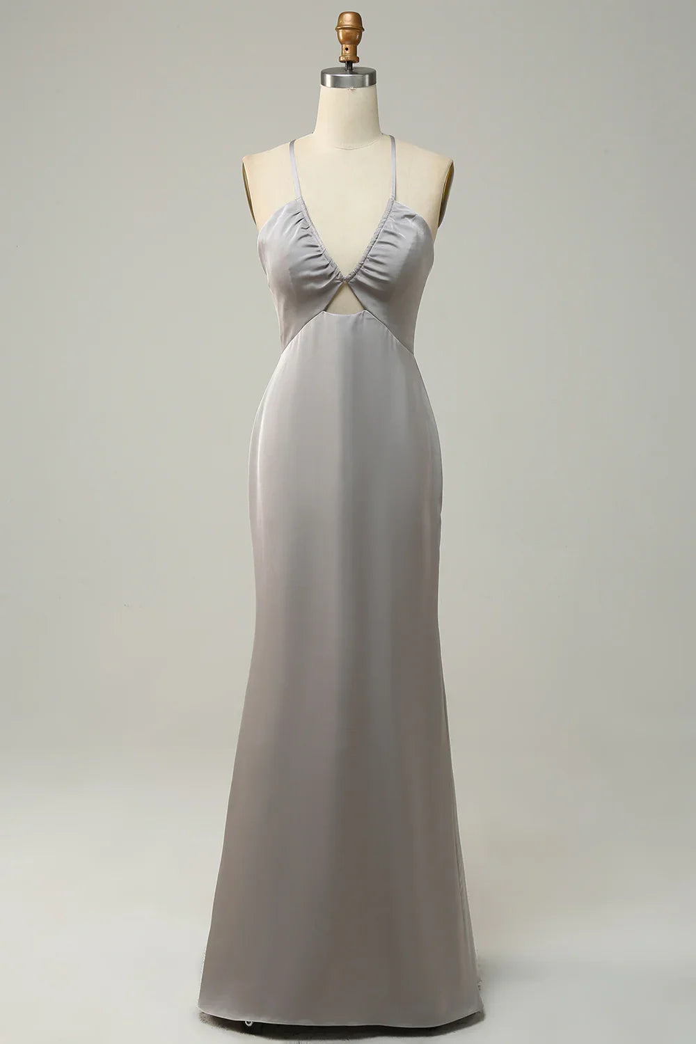 OKBBN sexy hollow out sleeveless slim fit slim shoulder strap shiny satin Bridesmaid Dresses