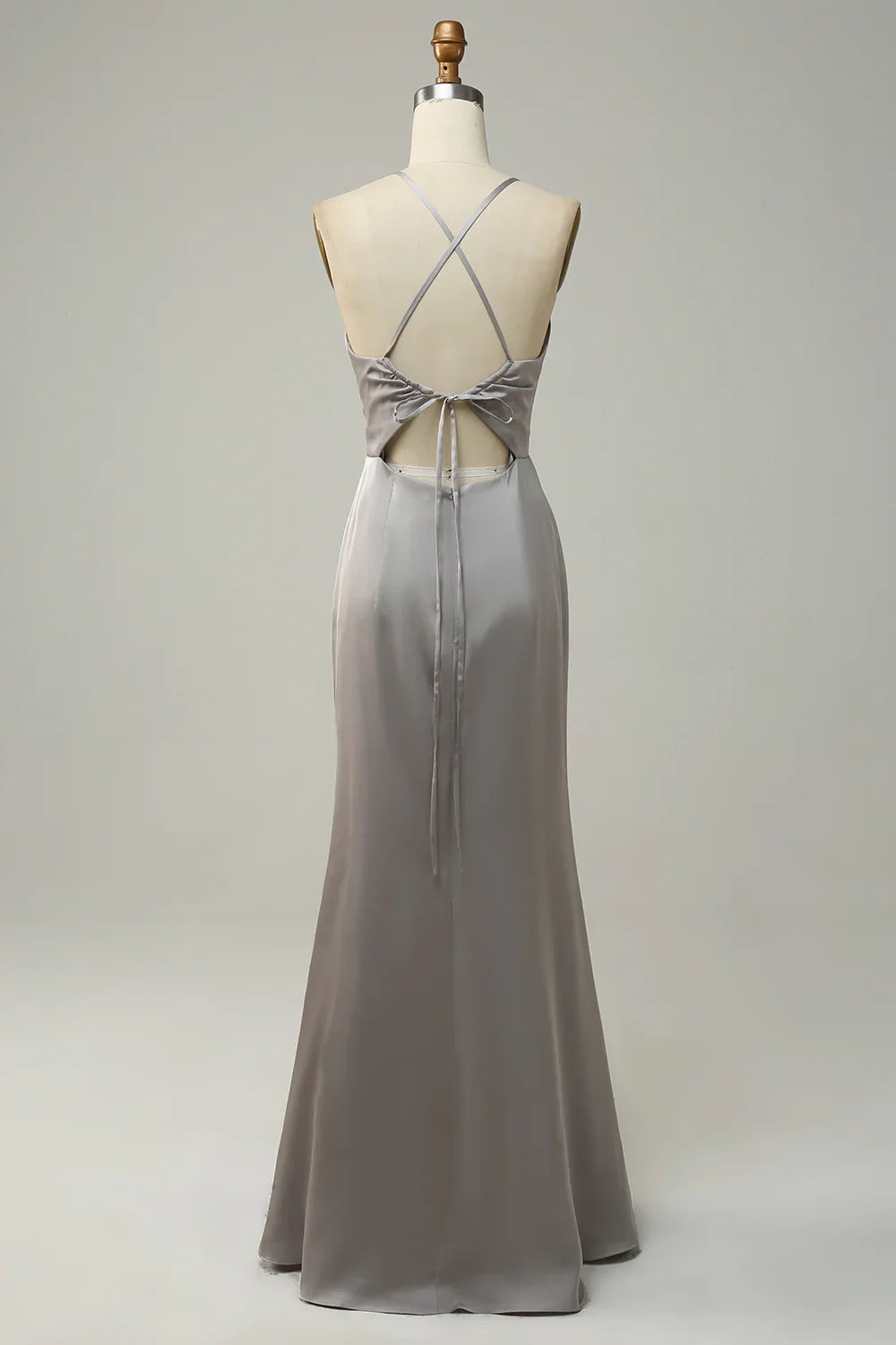 OKBBN sexy hollow out sleeveless slim fit slim shoulder strap shiny satin Bridesmaid Dresses