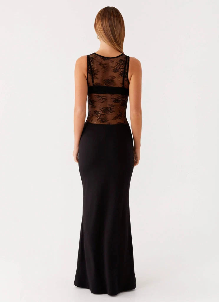 OKBBN sexy lace high neck front slit elastic knit fabric Homecoming Dresses
